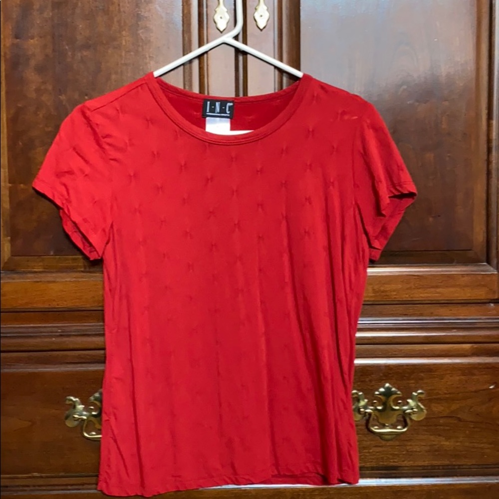 INC Red Spandex Tee Sz L